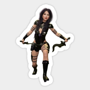 Warrior amazon woman with metal blades Sticker